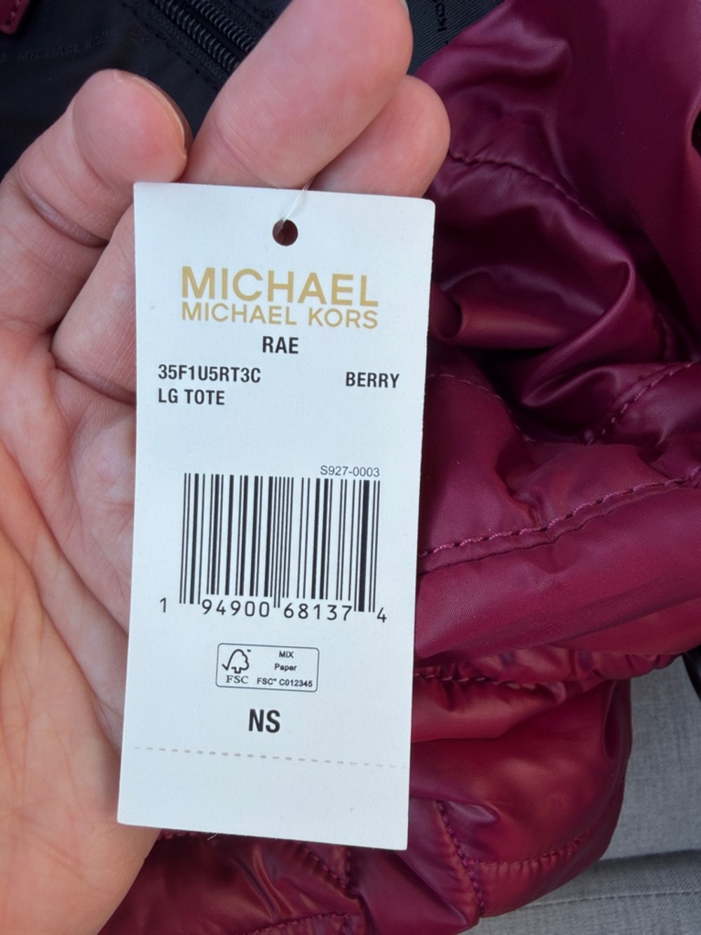 Michael Kors MK Quilted Puffer Tote Bag - Burgundy - Picture 4 of 6